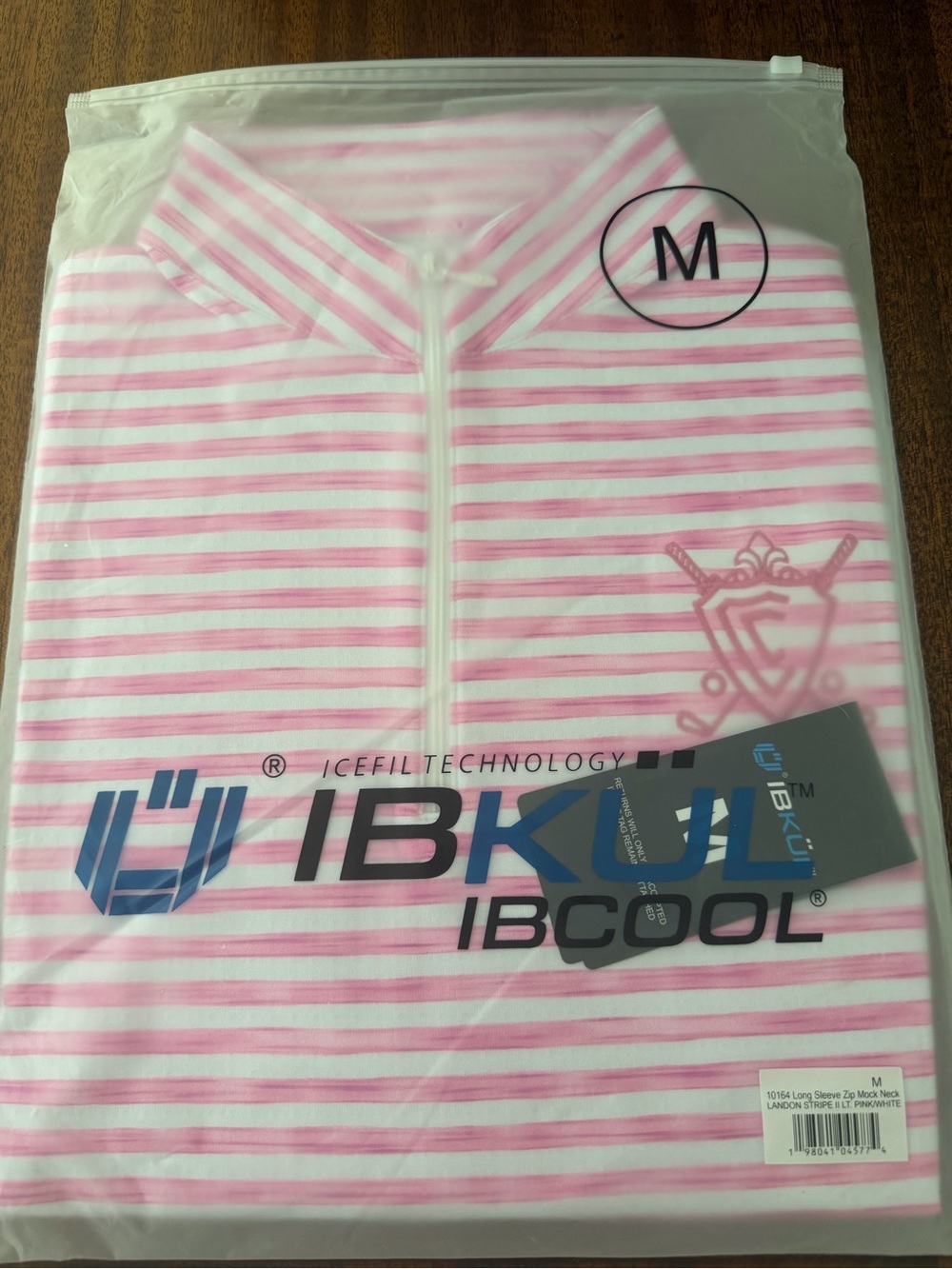 IBKUL Pink & White Striped long sleeve half zip